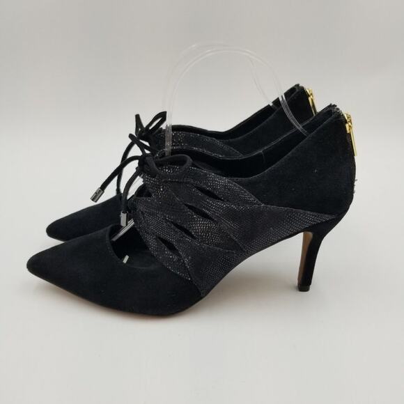 Isola Shoes - Isola Palazzo Heels Womens‎ 8.5 Black Suede Leather Lace up